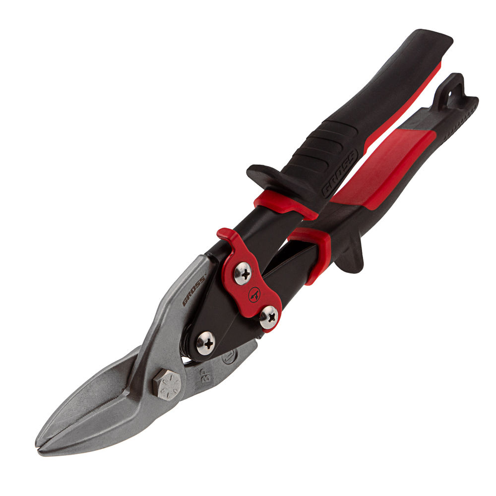 Ножницы по металлу Piranha, 250 мм, прямой и левый рез, сталь СrMo, двухкомпонентные рукоятки Gross