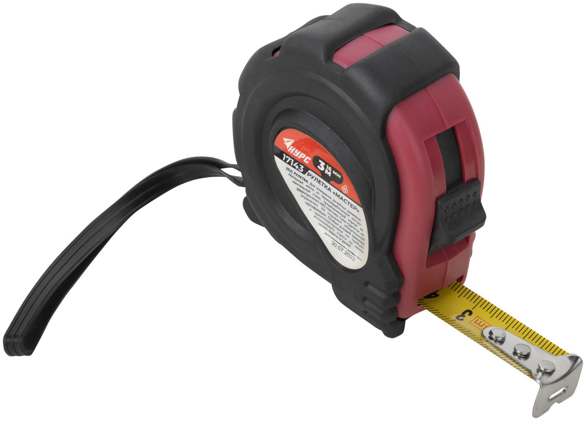 Рулетка прорезиненный корпус Мастер 3 м x 16 мм