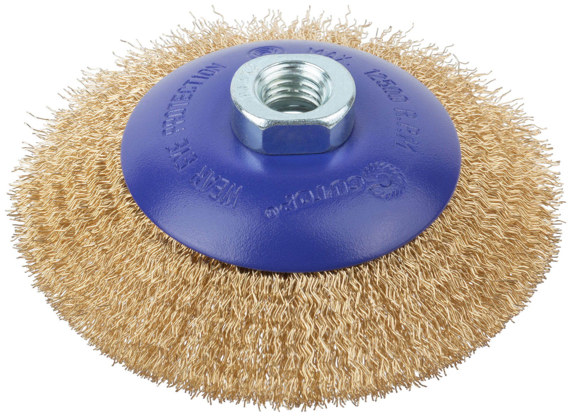 Щетка для УШМ, М14, тип Тарелка, латун. витая проволока 0,3 мм, 115 мм, блистер, CUTOP Profi (82-902)