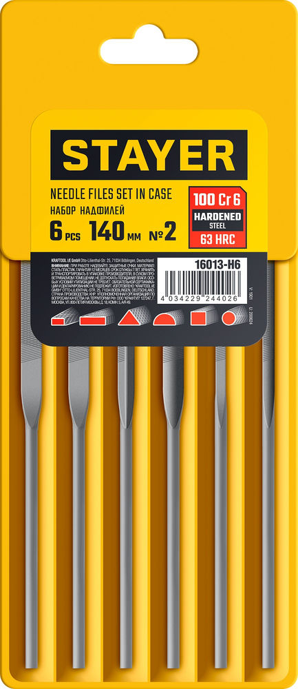 Набор надфилей 6 шт, 140 мм, в чехле STAYER 16013-H6