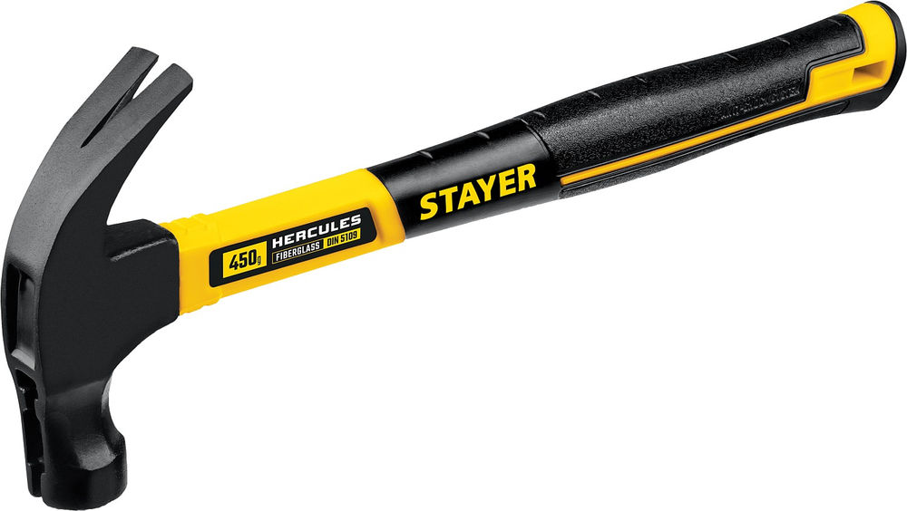 Молоток-гвоздодёр столярный с фиберглассовой рукояткой Professional Hercules-M STAYER 450 г 2027-450_z01  