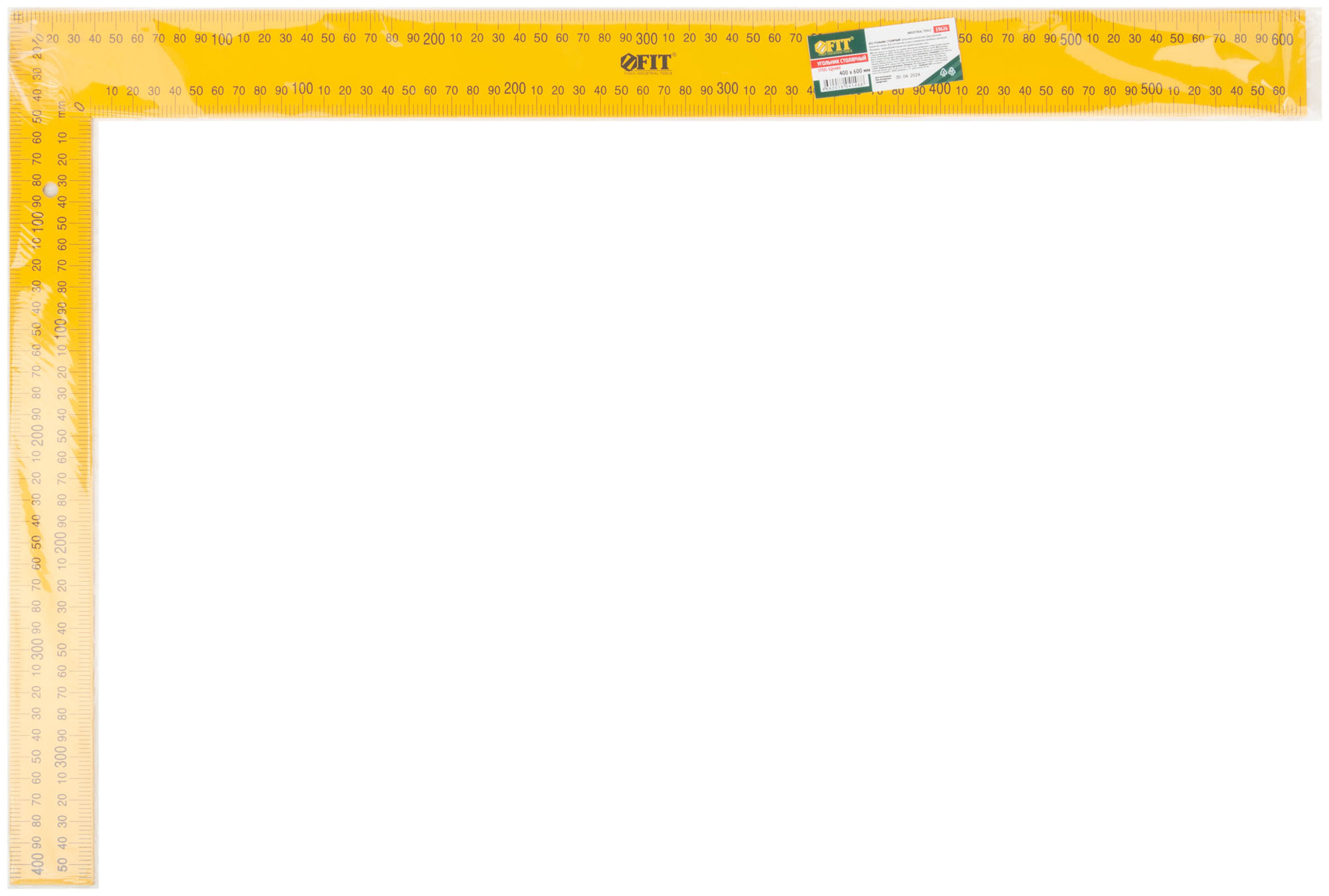 Угольник столярный цельнометаллический желтый, крашеная шкала 400 x 600 мм (19626)