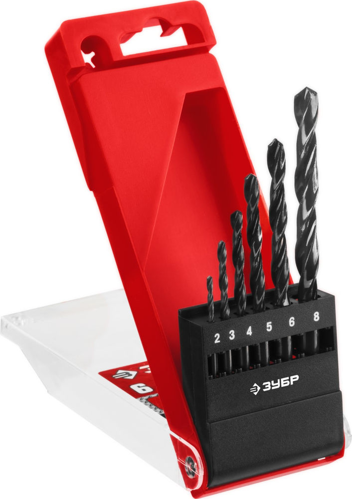 Набор сверл по металлу 6 шт (2-8 мм), сталь Р4М2, класс В ЗУБР 29605-H6
