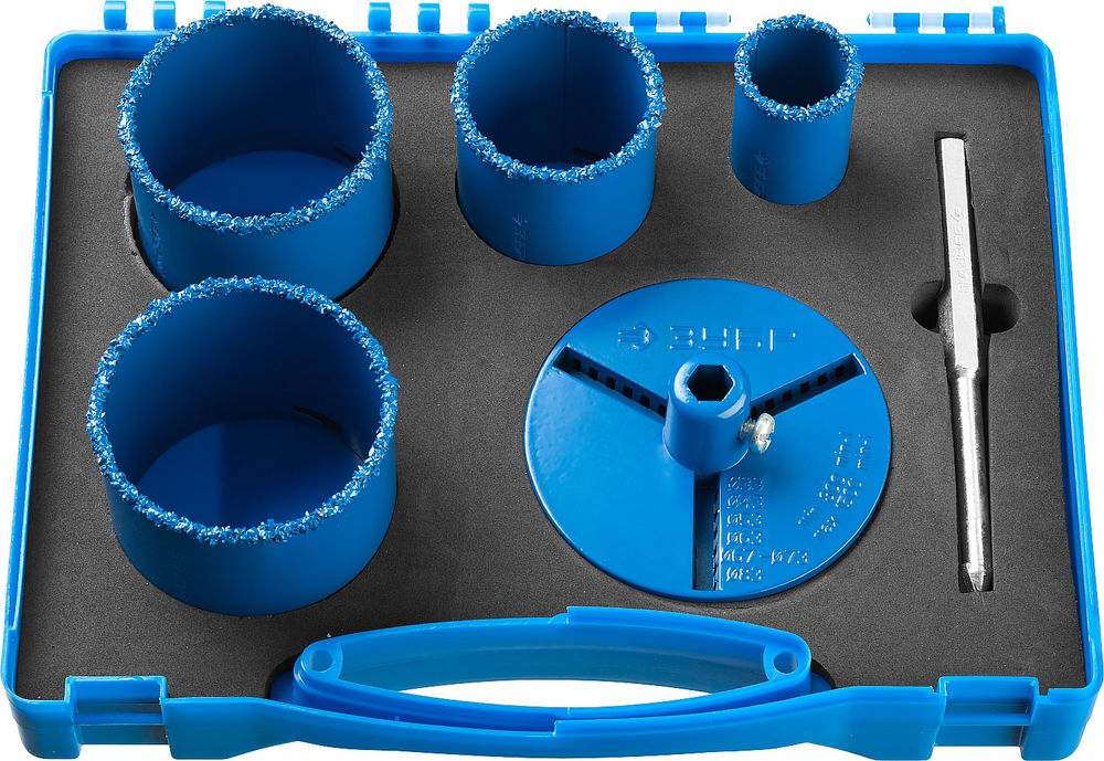 Набор кольцевых коронок 6 шт, 33, 53, 67, 73 мм, карбид вольфрама ЗУБР Профессионал 33350-H6_z01