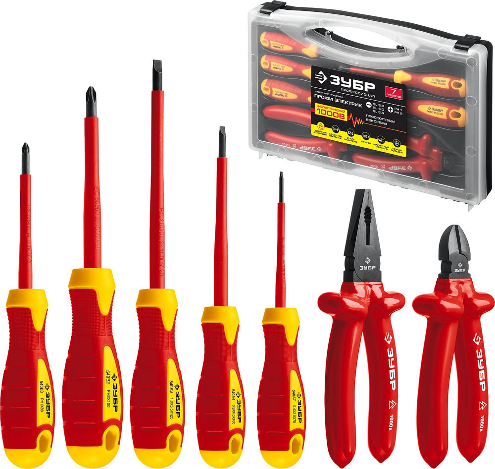 Набор диэлектрического губцевого инструмента 7 предм. Профессионал ЗУБР 2214-H7