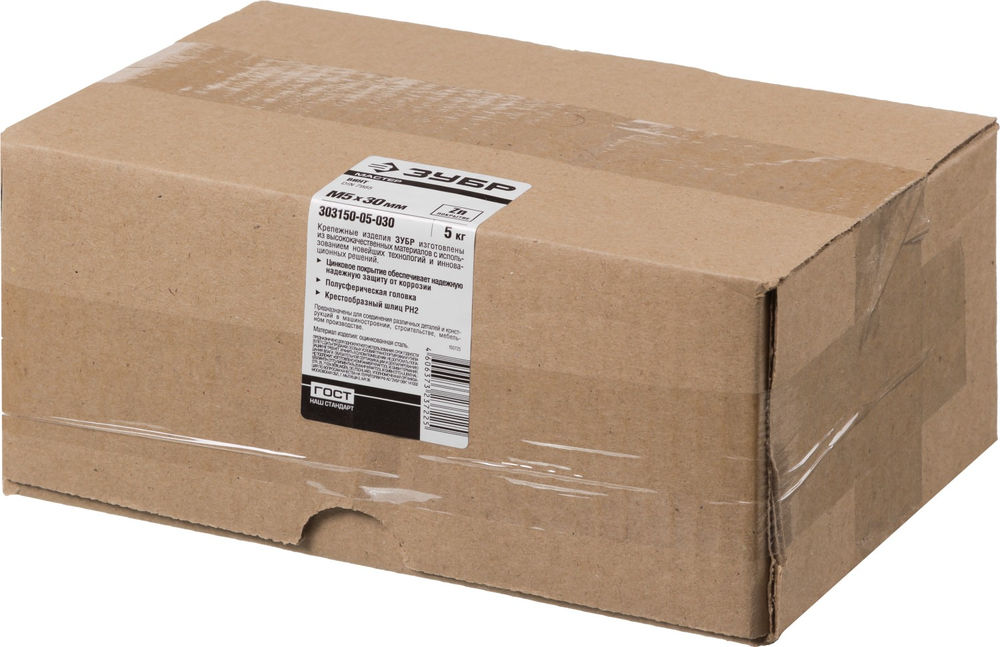 Винт с полусферической головкой M5?40 мм DIN 7985 кл. пр. 4.8 цинк 5 кг ЗУБР 303150-05-040