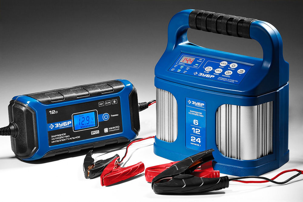 Зарядное устройство 6/12/24 В 2-12 А розетка 12 В интеллектуальное для аккумуляторов Профессионал ЗУБР ЗУ-240 59305