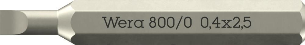 800/0 Micro Slotted Бита шлицевая, SL 0.40 x 2.5 x 30 мм, хвостовик шестигранный 5/32 C4.0 (4 мм) (WE-058101)