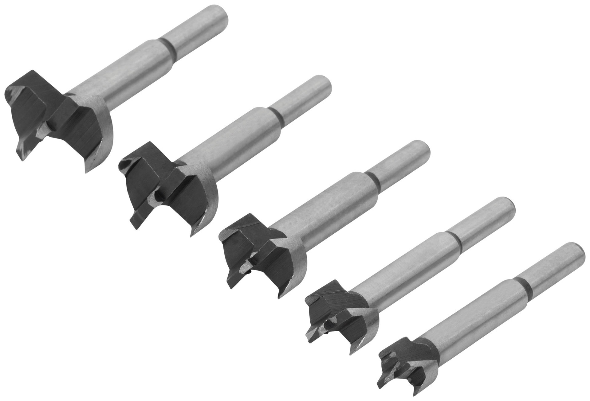 Фрезы по дереву (сверла Форстнера), усиленная 60# сталь, 5 шт., 15/20/25/30/35 мм (36552)