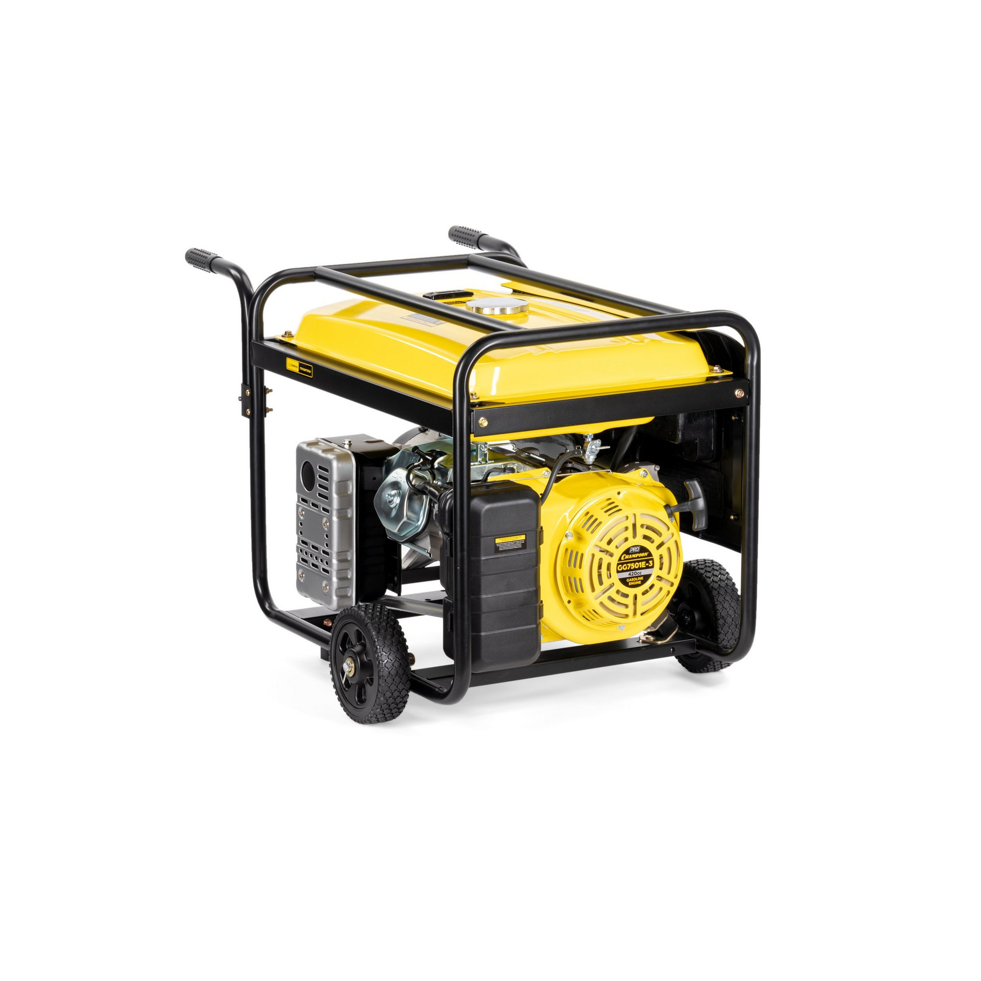 Генератор CHAMPION GG7501E-3 (PRO 400В7,5/8,1кВАcosф=0,8 15лс25л230/12В84,2кг,эл.стартер,счетч.колес (GG7501E-3)