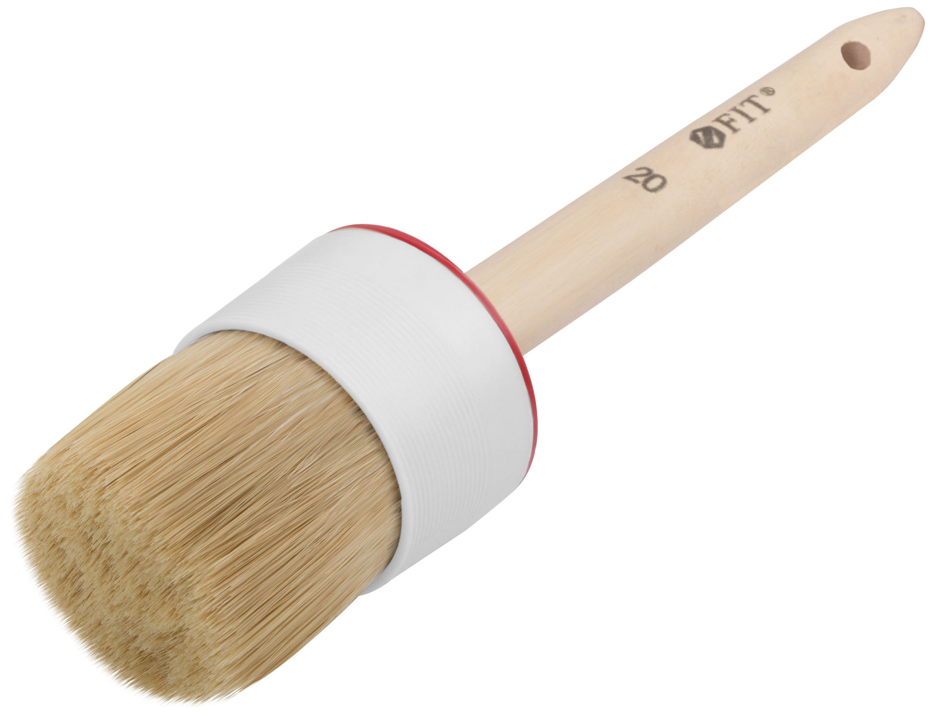 Кисть круглая, натуральная светлая щетина №20 (65 мм) (01311)