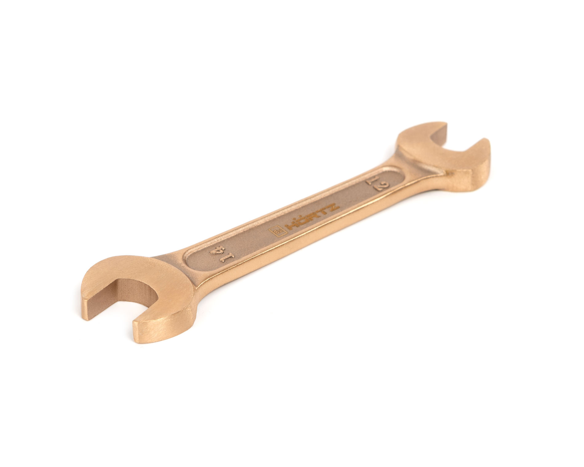 Ключ гаечный рожковый двусторонний 12х14 искробезопасный сплав BeCu 146-1214, HORTZ