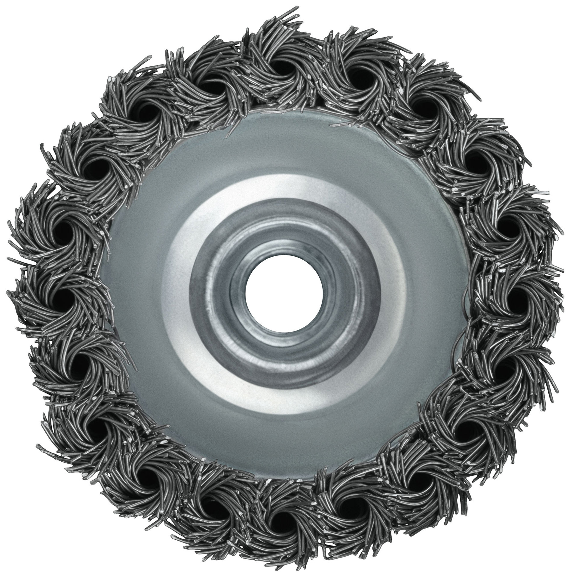 Корщетка-чашка, гайка М14, стальная витая проволока с бандажом, Профи 75 мм (39507)