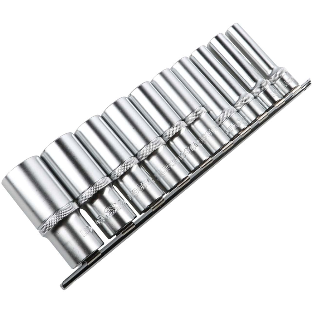 Набор глубоких торцевых головок 12-ти гранных 10 пр. на линейке, 10-24 мм 1/2 Licota TBS-23005