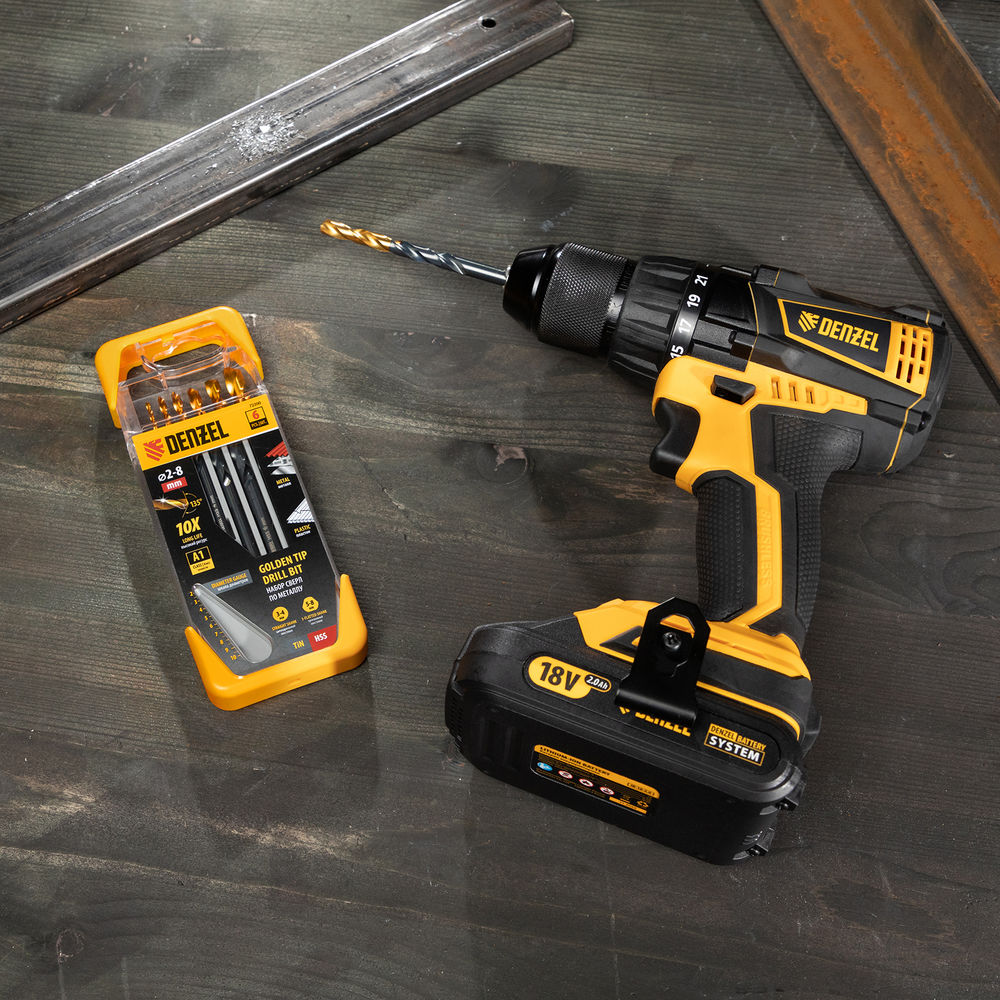 Набор сверл по металлу, 2-3-4-5-6-8 мм, HSS-Tin, Golden Tip, 6 шт Denzel (72300)