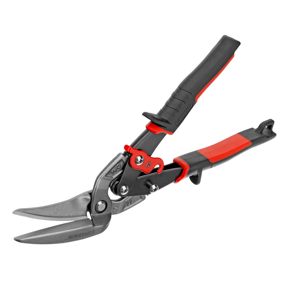 Ножницы по металлу Piranha, 270 мм, прямой и левый проходной рез, сталь СrMo, двухкомпонентные рукоятки Gross