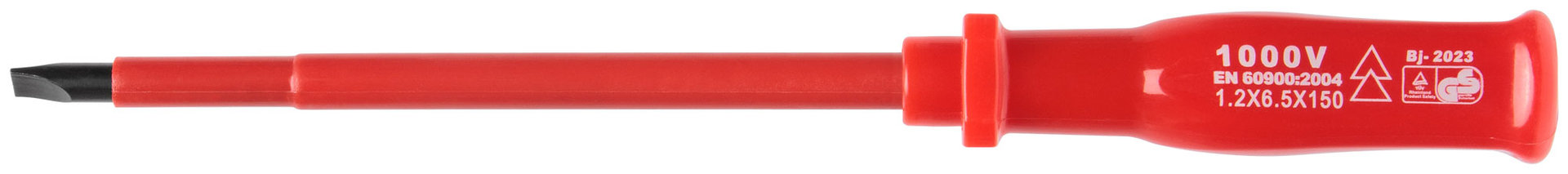 Отвертка изолированная 1000 В, CrV сталь, пластиковая ручка 6,5х150 мм SL (55804)