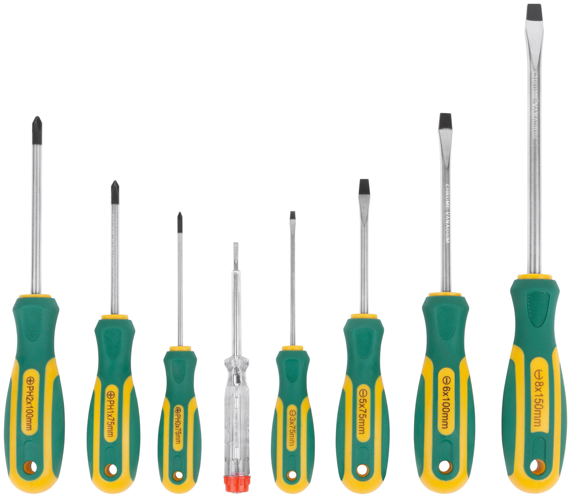 Отвертки Контур, CrV сталь, прорезиненные ручки, пластиковый кейс, набор 8 шт. (56037)