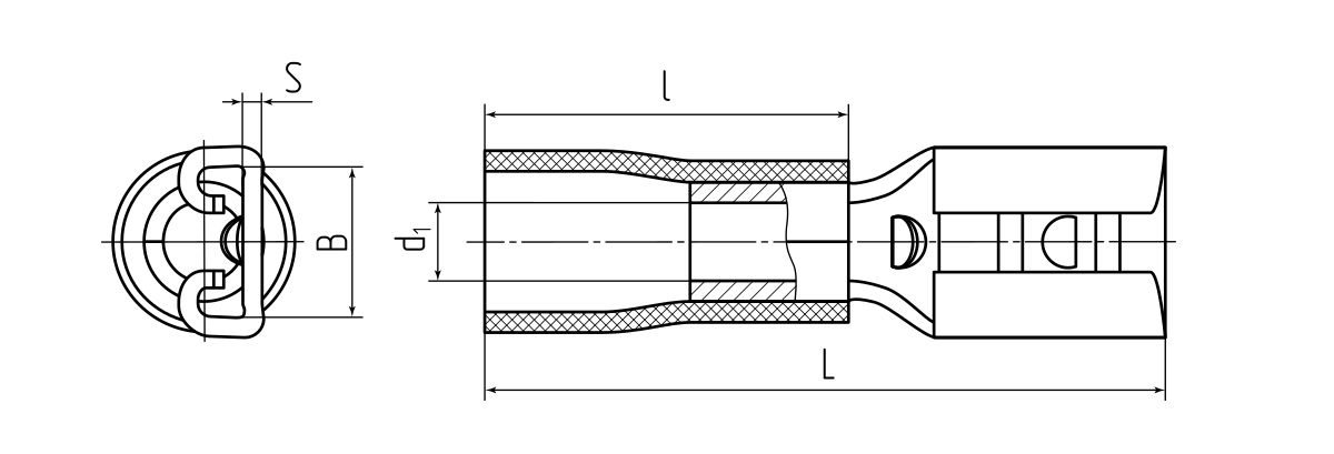 Разъем кабельный плоский изолированный «мама» РПИ-М 2.5–(6.3) серия ПРОФИ (КВТ) (49617)