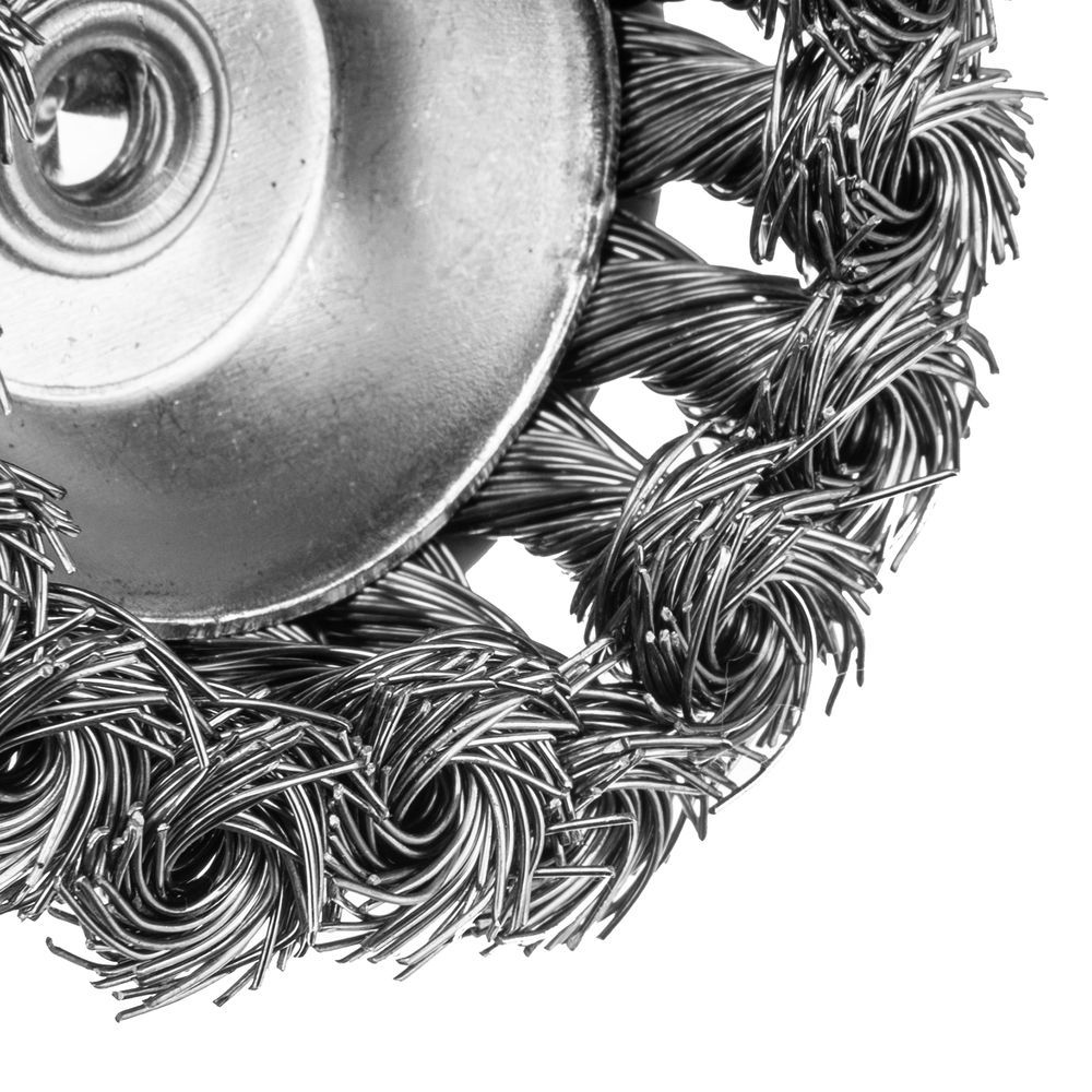 Щетка для дрели, 65 мм, Чашка, со шпилькой, нержавеющая крученая проволока Denzel (744643)