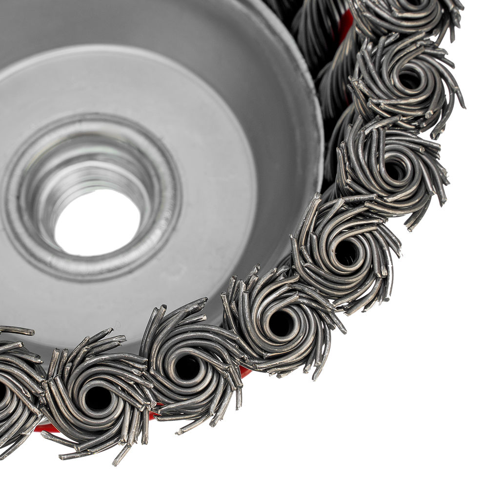 Щетка для УШМ, 100 мм, М14, чашка, крученая проволока 0.8 мм Matrix (74623)