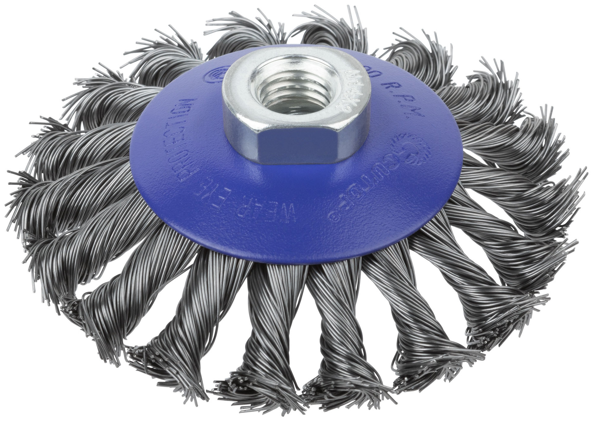 Щетка для УШМ, М14, тип Тарелка, крученая проволока 0,5 мм, 100 мм, блистер, CUTOP Profi (82-905)