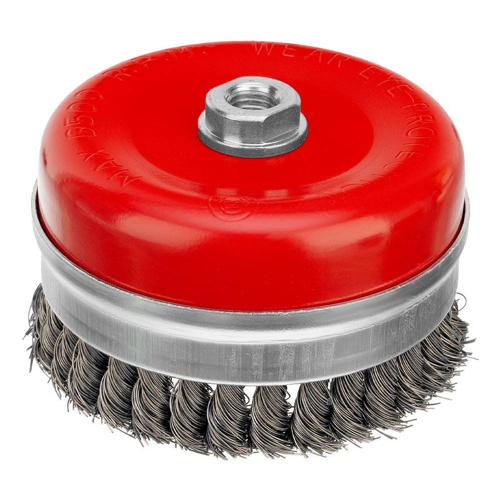 Щетка для УШМ Heavy Duty, 125 мм, М14, чашка, крученая проволока 0.5 мм Matrix (74674)