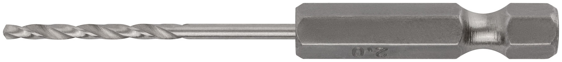 Сверло HSS по металлу,полированное, U-хвостовик под биту, инд.упаковка 2,0 мм (34020)