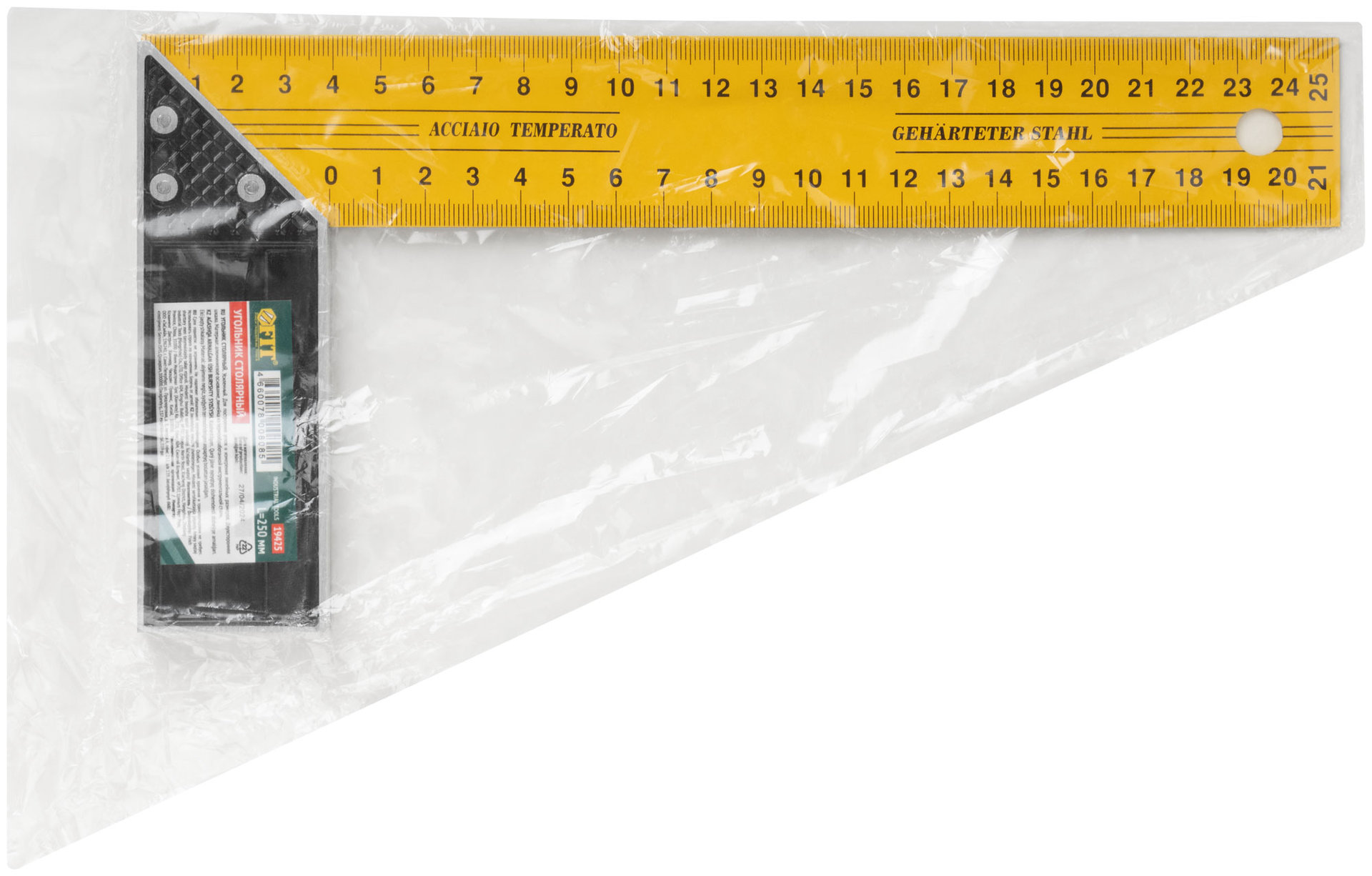 Угольник столярный желтый усиленный 250 мм (19425)