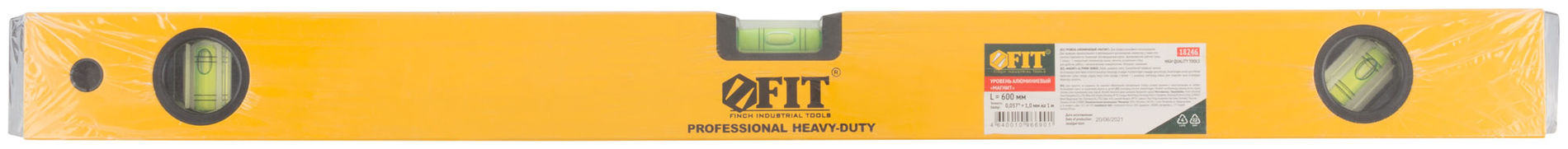 Уровень Магнит, 3 глазка, желтый усиленный корпус, магниты, шкала, Профи 600 мм (18246)