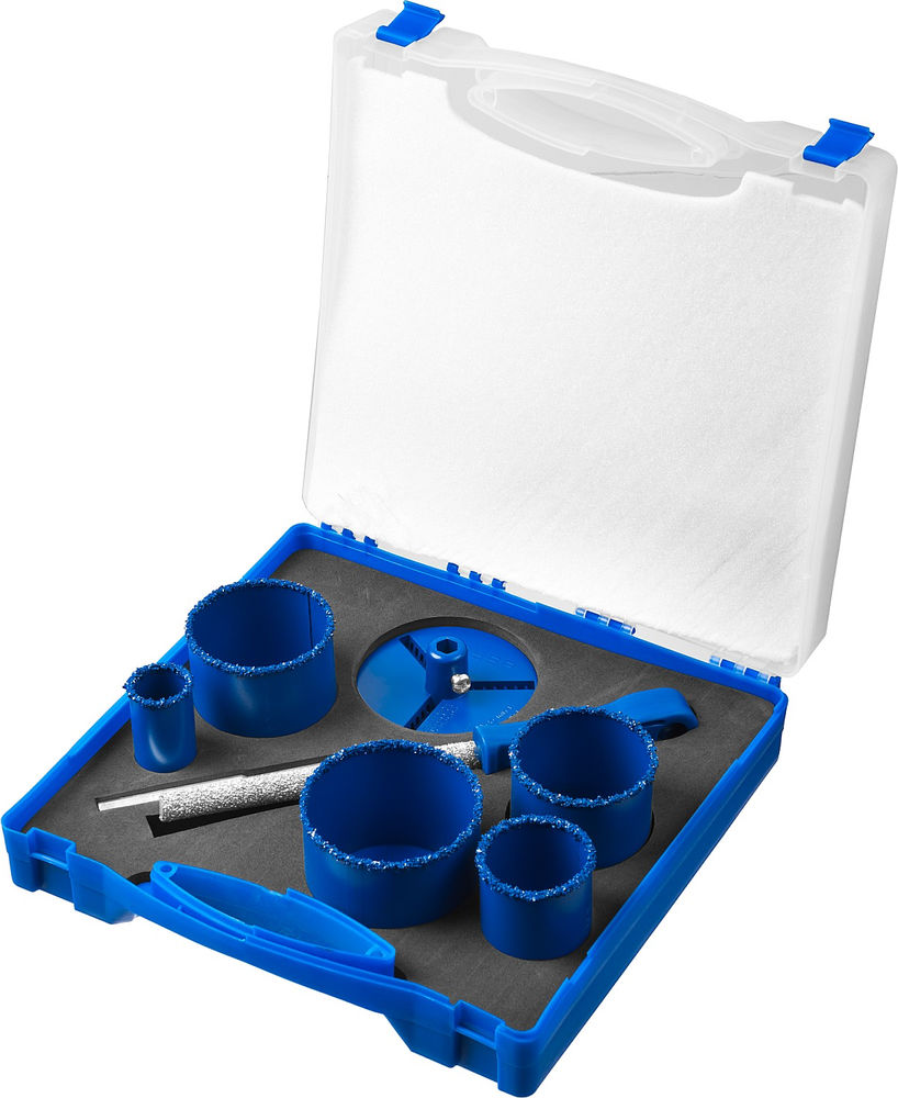 Набор кольцевых коронок 8 шт, d 33, 53, 67, 73, 83 мм, карбид-вольфрамовое нанесение ЗУБР Профессионал 33350-H8_z01