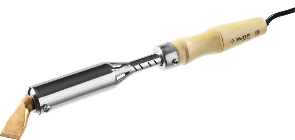Электропаяльник Ceramic PRO 200 Вт, клин, высокомощный, деревянная рукоятка ЗУБР 55303-200
