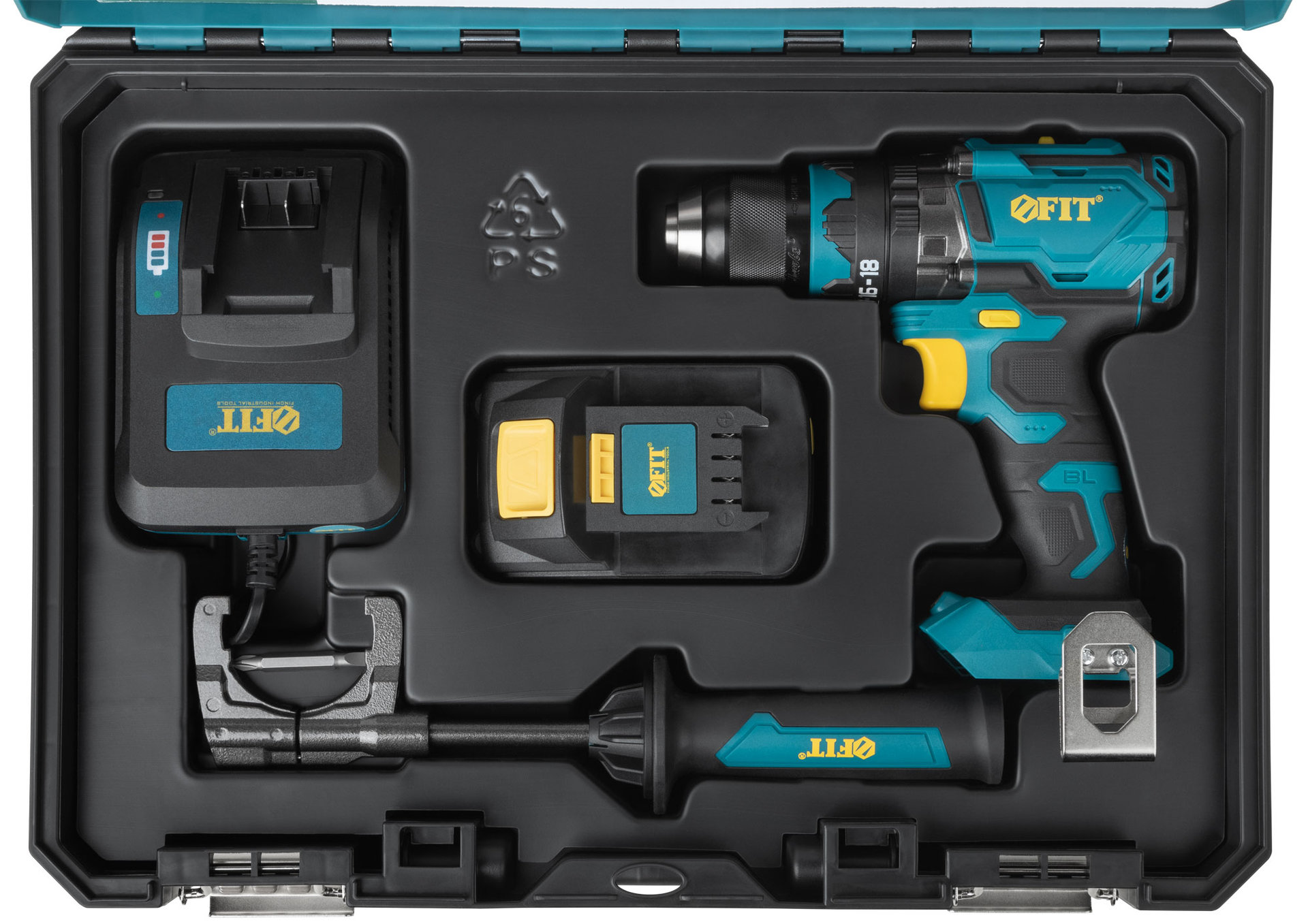 Дрель-Шуруповерт Акк. Бесщеточная; 20,0 В; 0-500/2000 об/мин; 100 Нм; Li-Ion 4,0 Ач; 2 ч.; рез. накл.; кейс (79904)