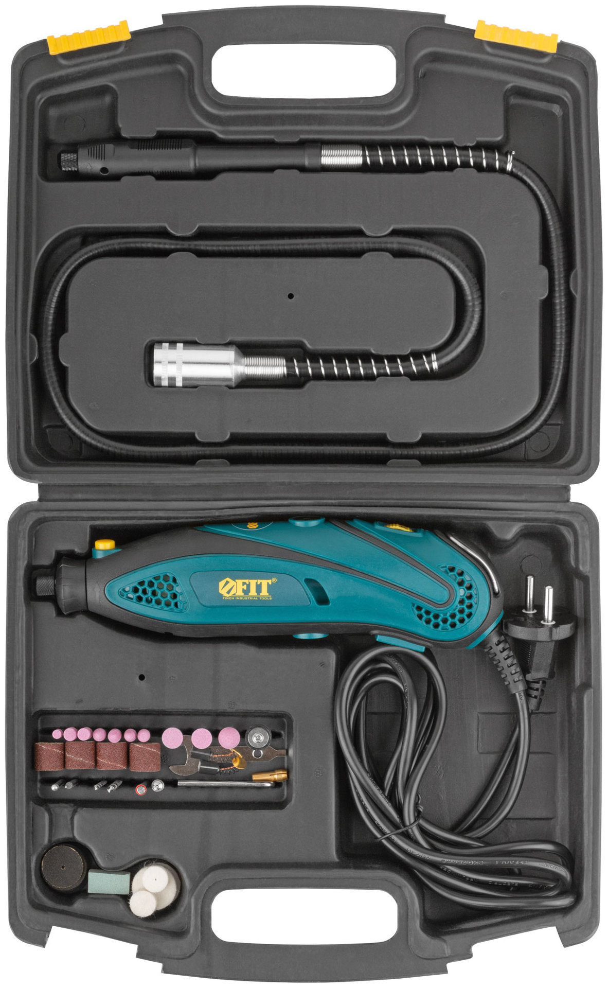 Гравировальная машина 135 Вт; 10000-32000 об/мин; 2,4/3,2 мм; БС щеток; набор насадок ; пластик. кейс (80595)