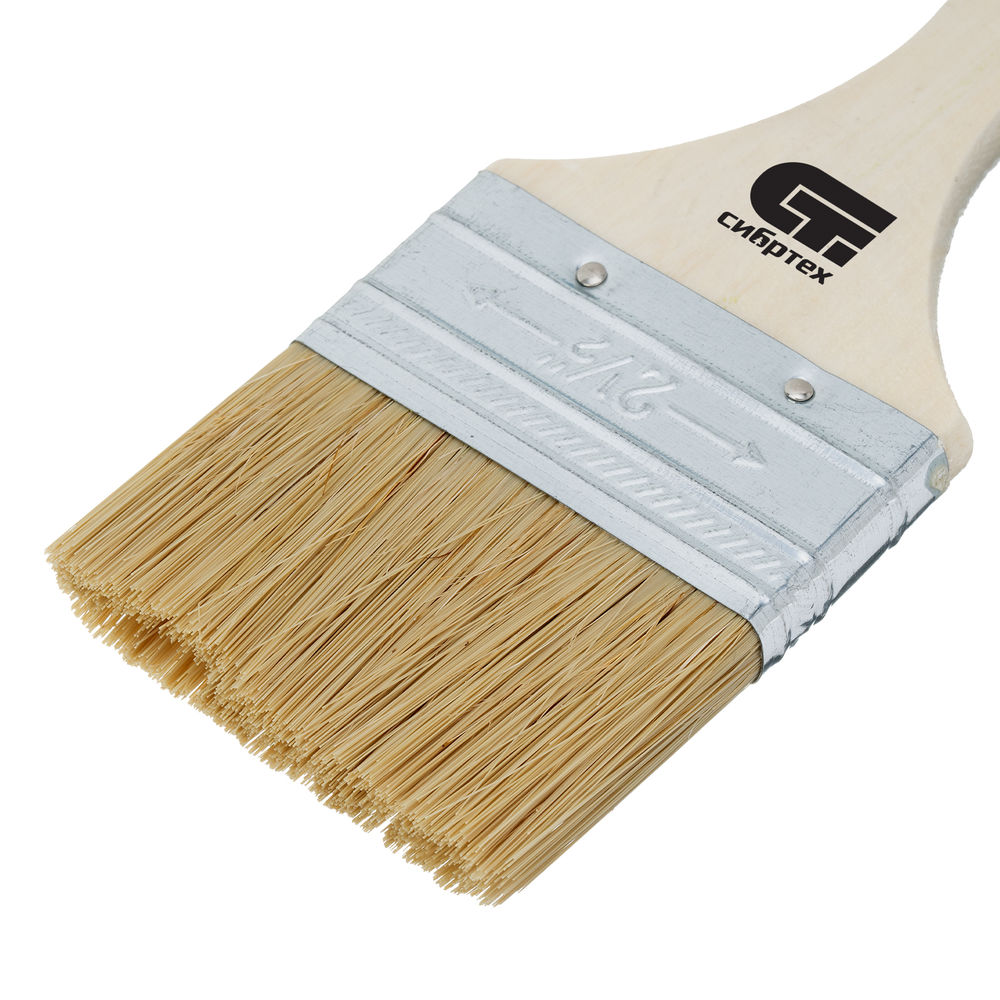 Кисть плоская 63 мм, натуральная щетина, деревянная ручка Сибртех (82264)