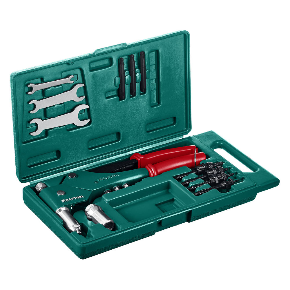 Комбинированный поворотный заклепочник Combo3-M6, 360°, 3 вида заклёпок, в кейсе KRAFTOOL 31178_z01