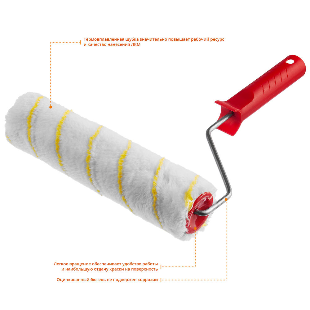 Малярный валик POLYTEX, 40 х 240 мм, бюгель 6 мм, ворс 12 мм, полиакрил/полиэстер, все виды ЛКМ MIRAX 03716-24