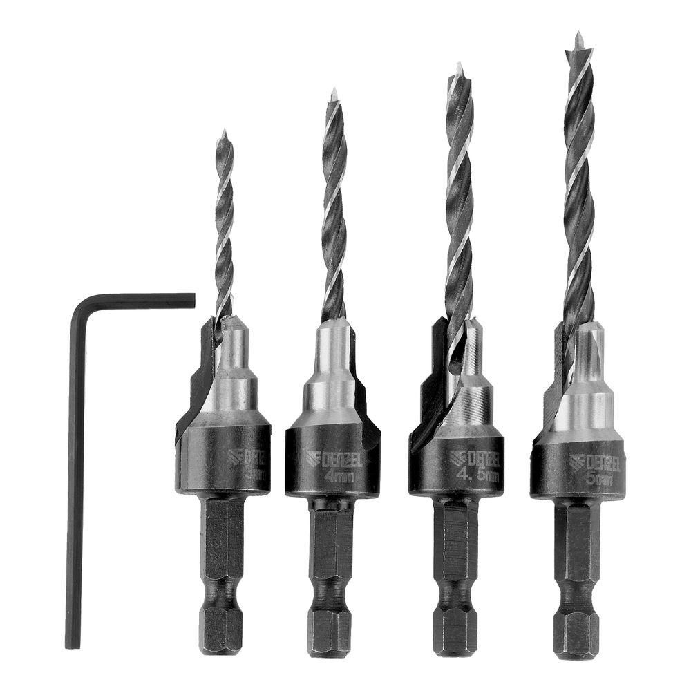 Набор сверл под конфирмат, 3-5 мм, 4 шт Denzel (704240)