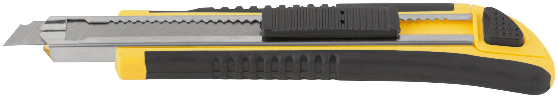 Нож технический 9 мм усиленный прорезиненный, кассета 3 лезвия (10213)