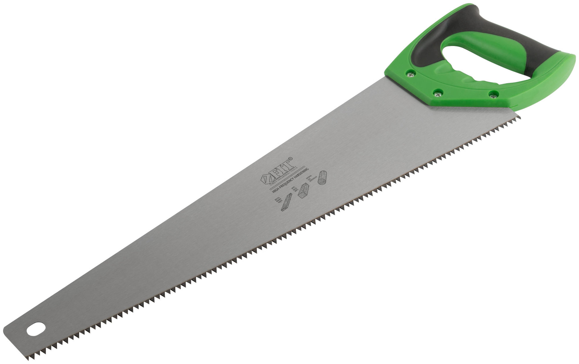 Ножовка по дереву, крупный каленый зуб 5 TPI, 2D заточка, пластиковая прорезиненная ручка 500 мм (40423)