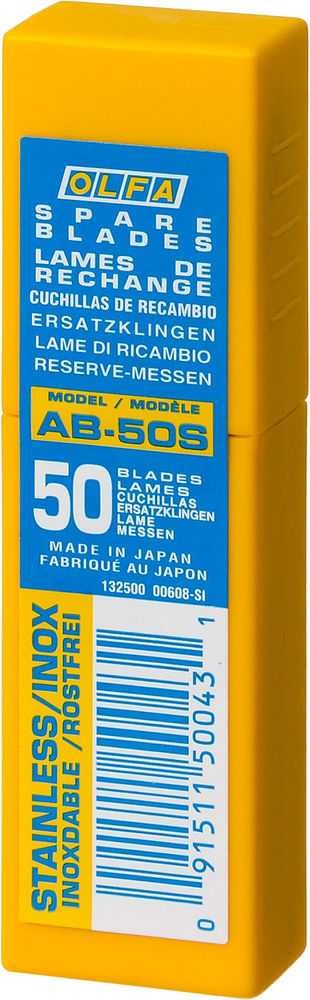 Сегментированные лезвия 9 мм, 50 шт, в пластиковом кейсе OLFA OL-AB-50S