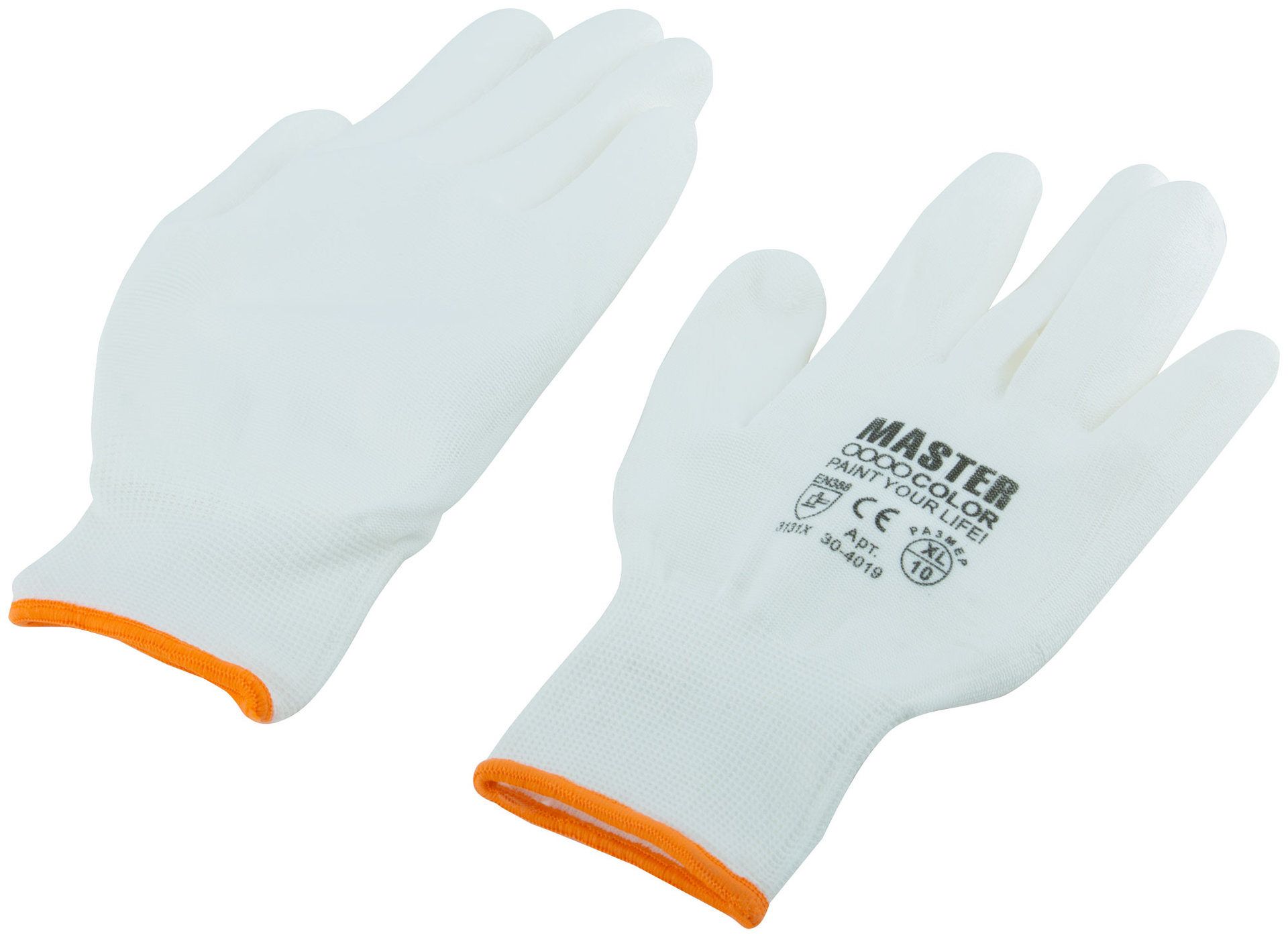 Перчатки белые, полиэстер с обливкой из полиуретана ( водоотталкивающие), р-р XL/10 (30-4019)