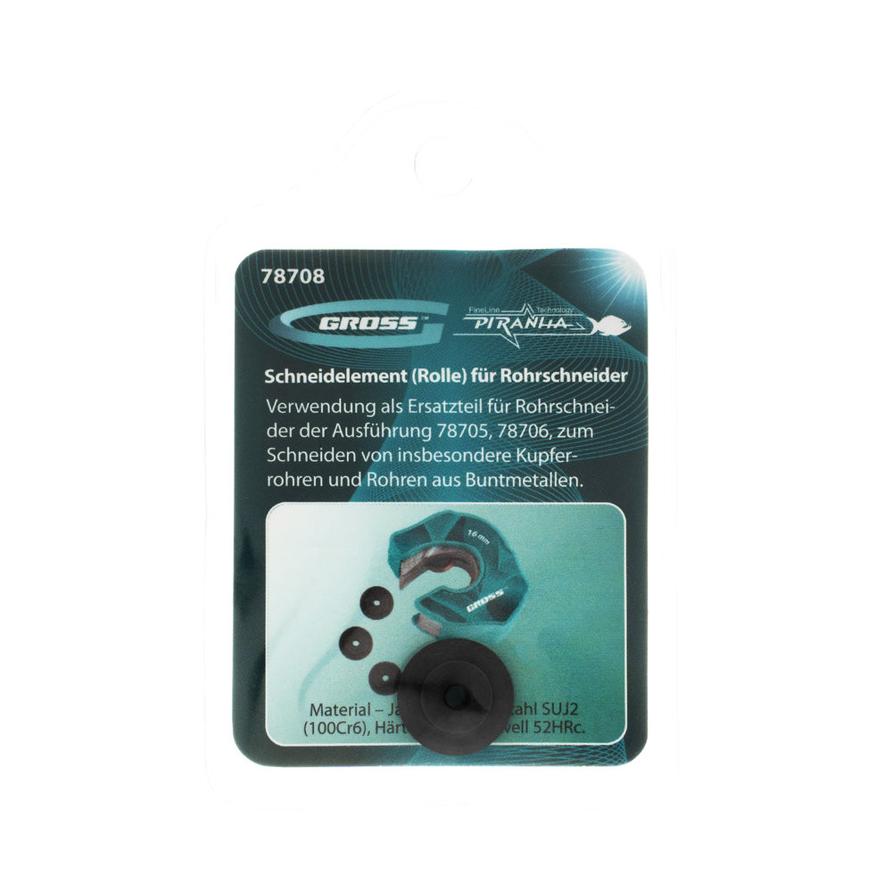 Режущий элемент, ролик трубореза для артиколов 78705, 78706, 4.5 х 3 х 16 мм, для резки труб из цветных металлов Gross (78708)