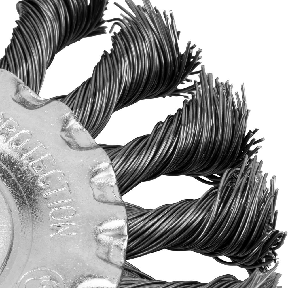 Щетка для УШМ, 100 мм, посадка 22.2 мм, плоская, крученая проволока 0.5 мм Сибртех (746307)