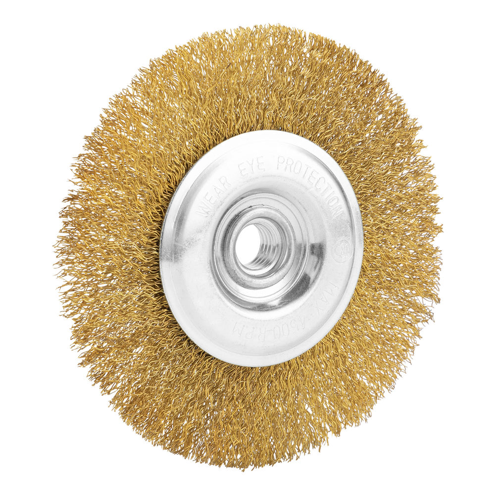 Щетка для УШМ, 125 мм, М14, плоская, латунированная витая проволока Matrix (74651)