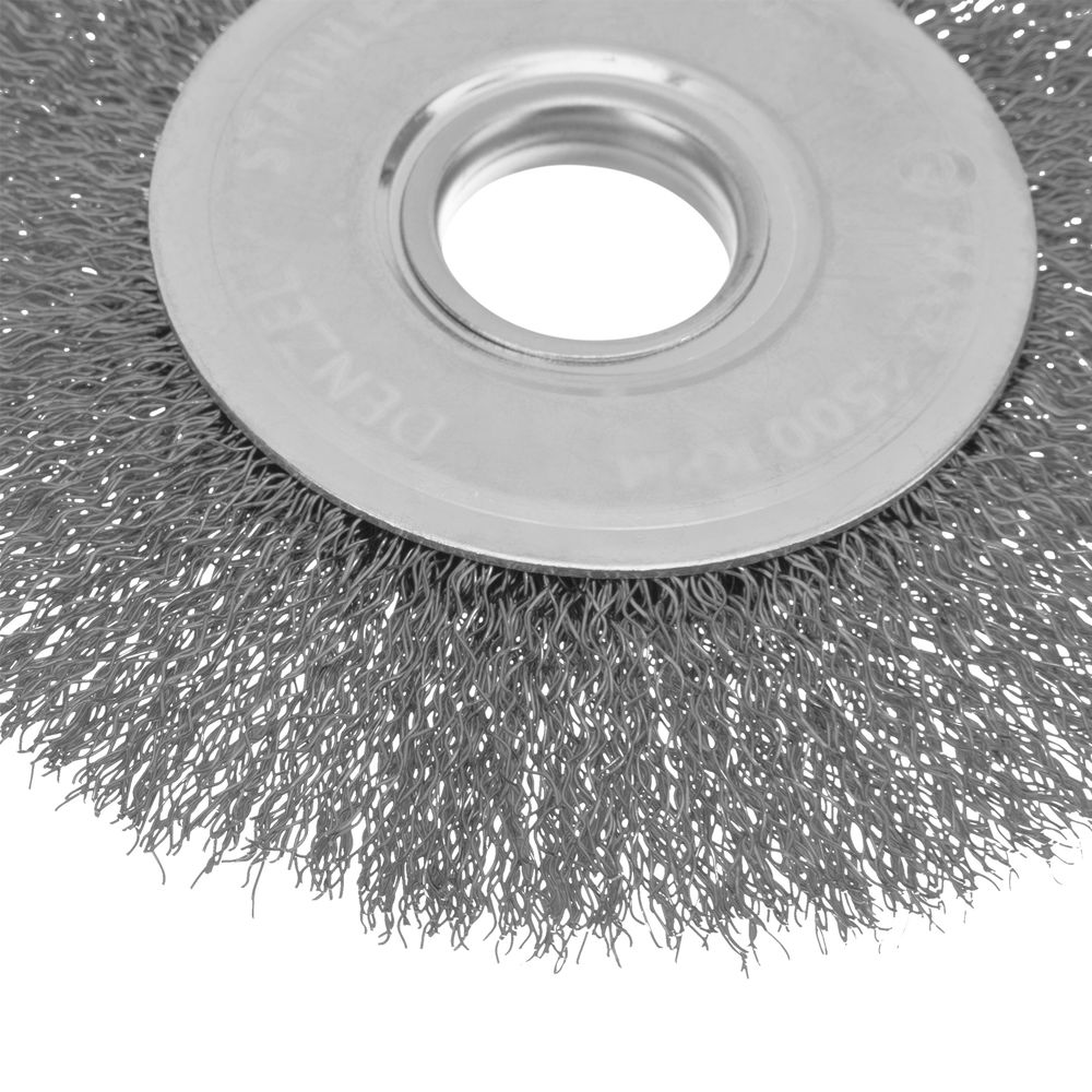 Щетка для УШМ, 125 мм, Плоская, витая нержавеющая проволока 0.3 мм, посадка 22.2 мм Denzel (746563)