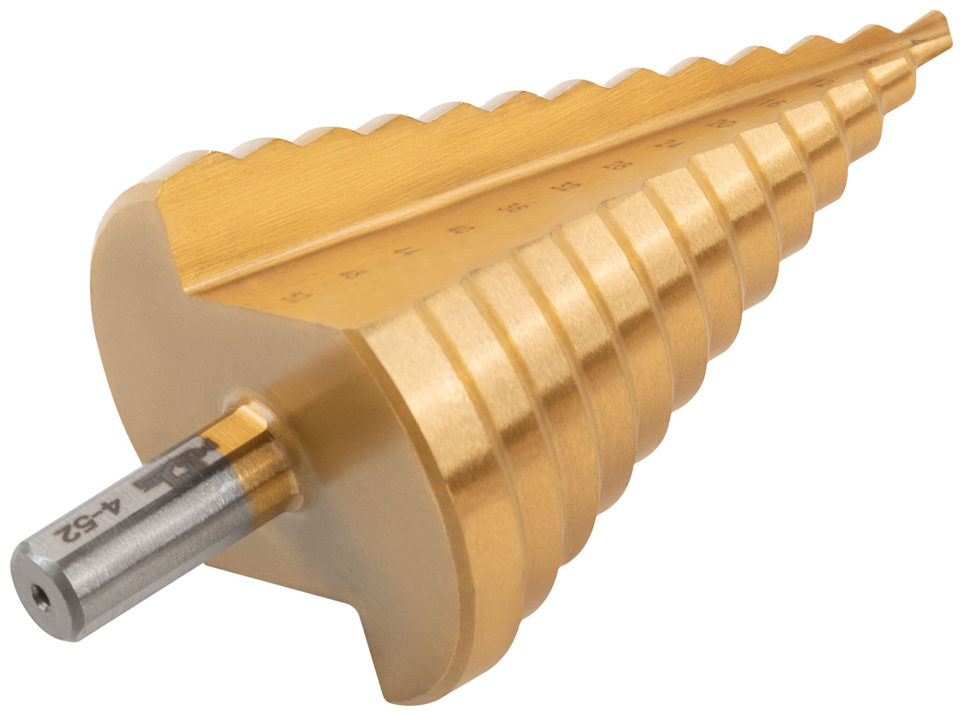 Сверло ступенчатое HSS по металлу, 13 ступеней 4-8-12-16-20-24-28-32-36-40-44-48-52 мм