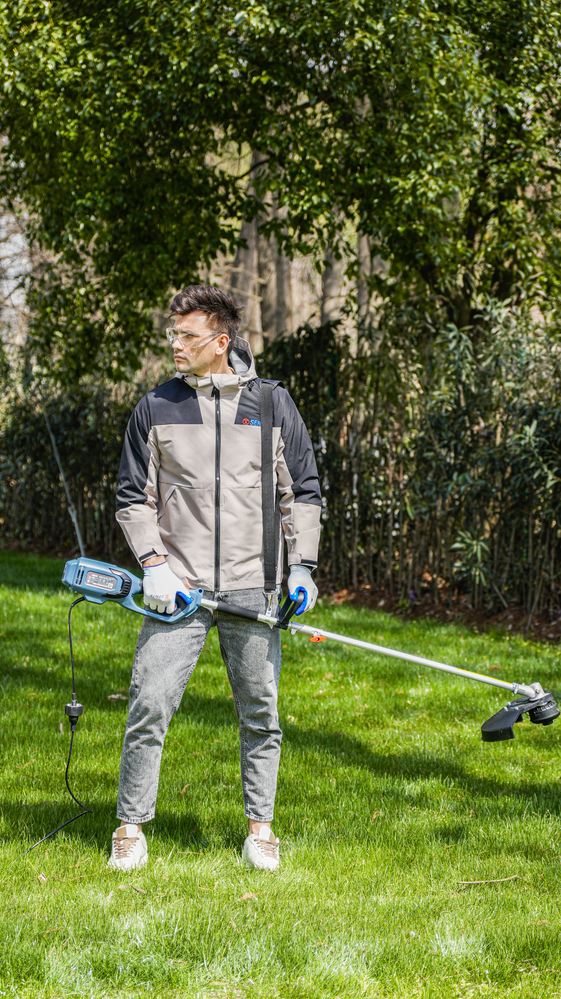 Триммер сетевой, 1200 Вт, 34 см (леска), 23 см (нож), D-рукоятка