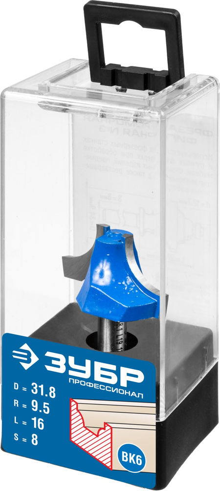 Фреза пазовая фасонная №1 31.8?16 мм радиус 9.5 мм ЗУБР Профессионал 28740-31.8