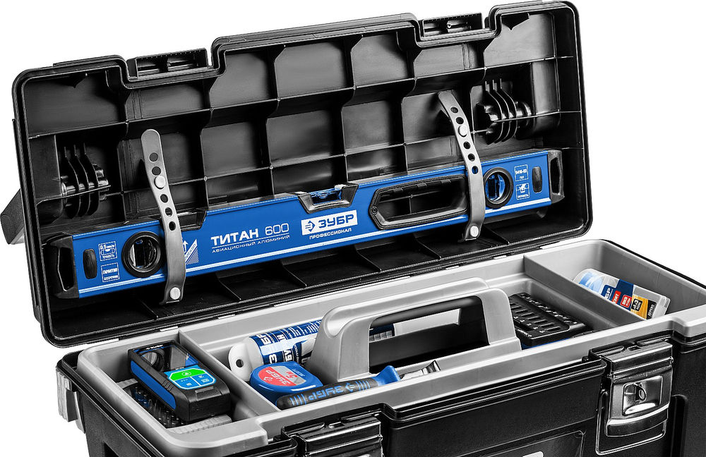 Пластиковый ящик для инструментов 650 x 275 x 265 мм 25 Профессионал ЗУБР УМЕЛЕЦ-25 38141-25